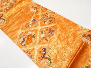 格天井に花丸・枝垂れ桜模様織り出し　袋帯